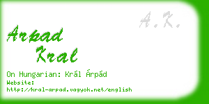 arpad kral business card
